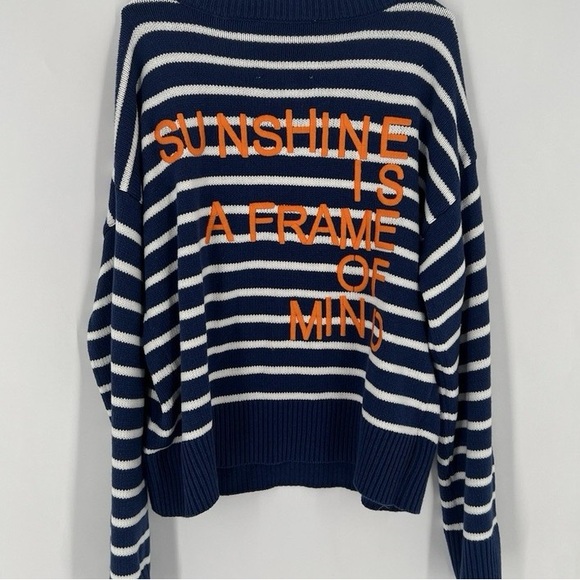 Classic Striped V-Neck Sweater in Blue and White - Picture 2 of 2